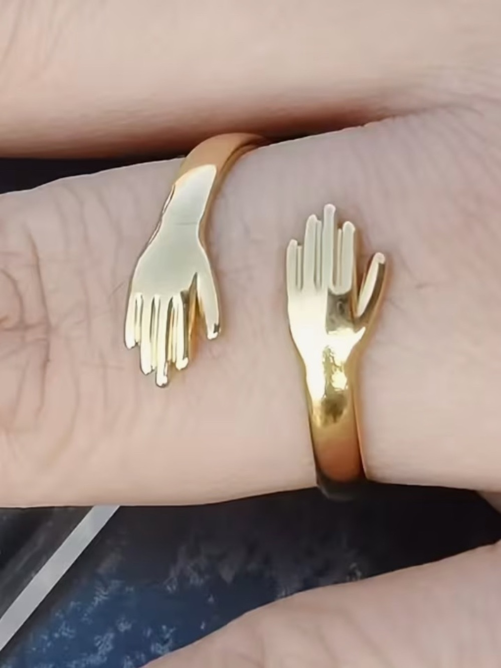1-Ring Adjustable Gold Open Hands 
Custom jewelry